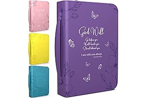 DEHITE Classic PU Leather Bible Cover Case for Women with Zipper Pocket