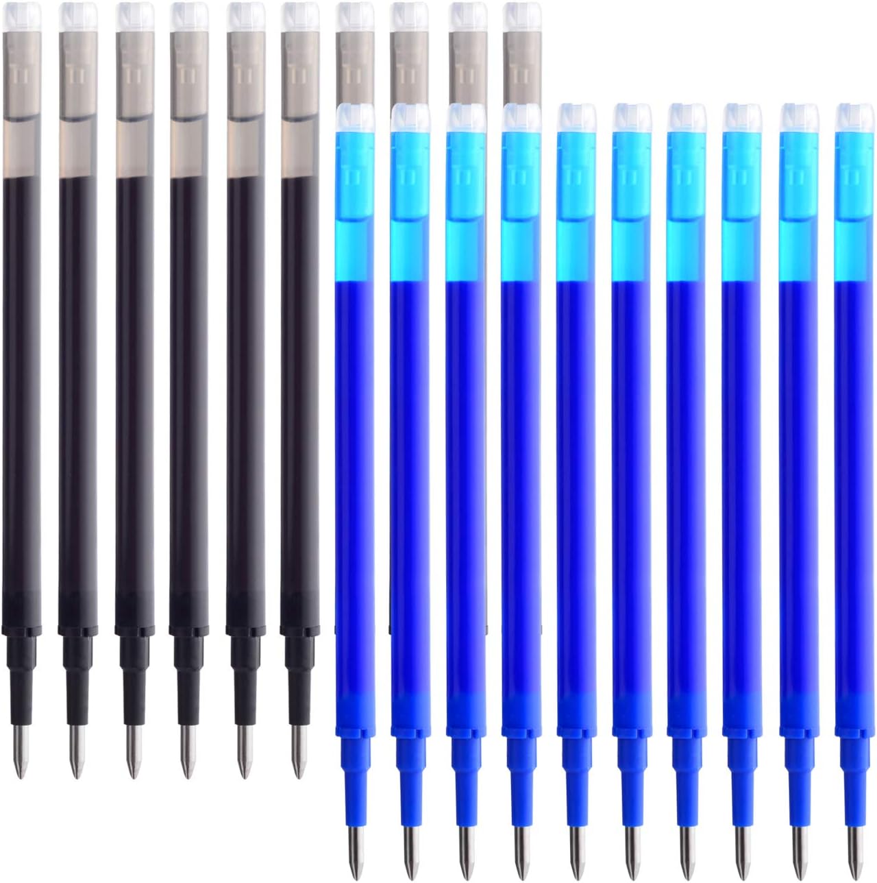 ParKoo Gel Ink Refills Compatible with FriXion and Friction Erasable Gel Pens, Extra Fine Point 0.5 mm, Black & Blue Ink, Pack of 20