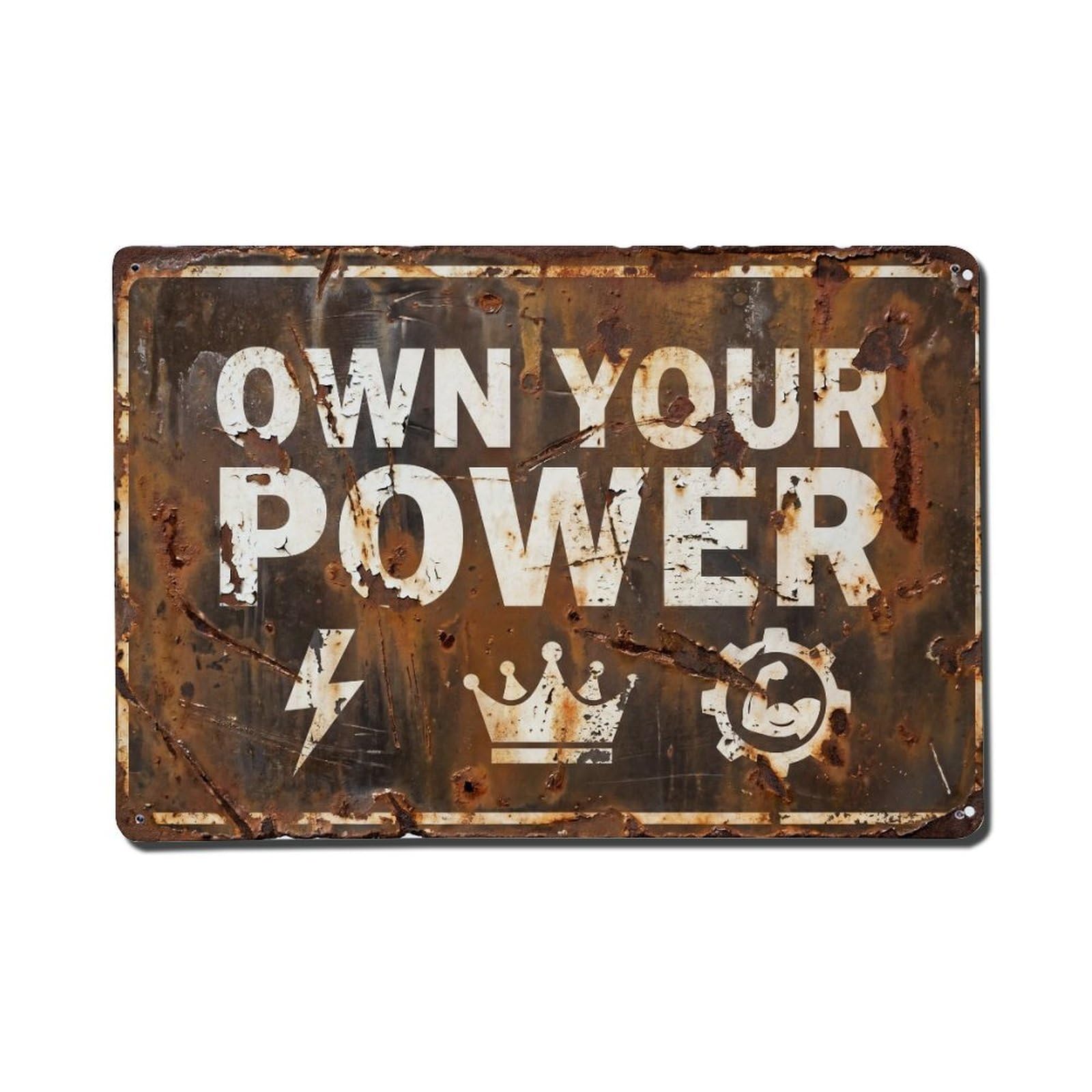 Own Your Power Success Retro Motivational Slogans Metal Tin Sign Wall Decor for Cafe, Club, Garden Metal Poster 8x12Inch
