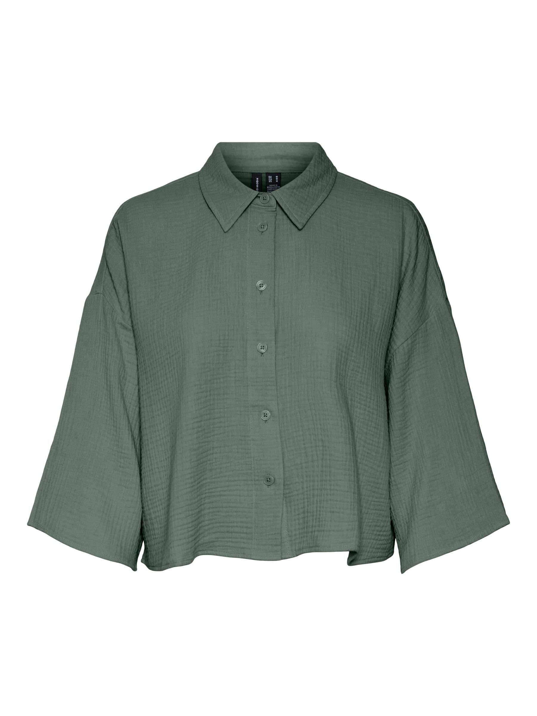 VERO MODA Women's Vmnatali WVN Noos Crop Shirt Top, Laurel Wreath, XL