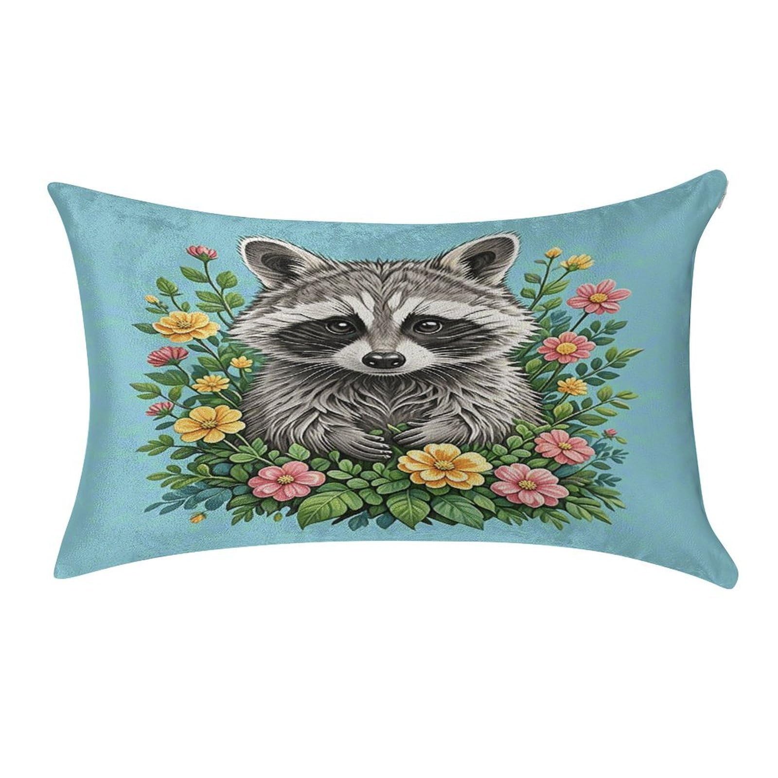 VstaDank Raccoon Pillow Covers Rectangular Cushion Case Cozy Decorative Throw Pillowcase Luxury Lumbar Pillow Shells with Zipper Soft Velvet Pillows Shams 12 X 20 in