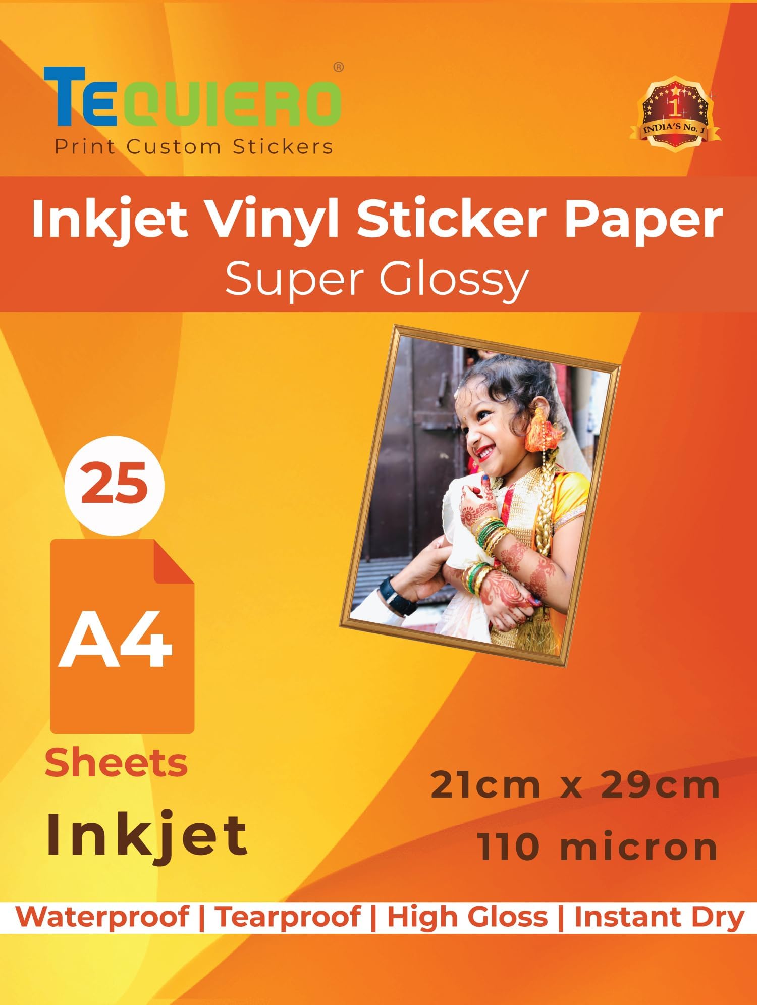TeQuiero Photo Inkjet Vinyl Sticker Paper Glossy Waterproof Sheets
