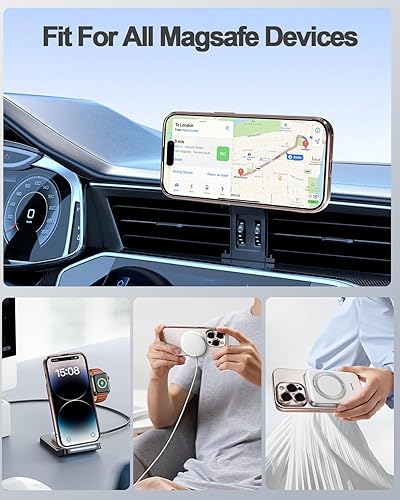 Miniatura 6 de BOTOER Funda magnética mate brillante diseñada para iPhone 14 Plus y iPhone 15 Plus con protección completa de la cámara compatible con MagSafe para