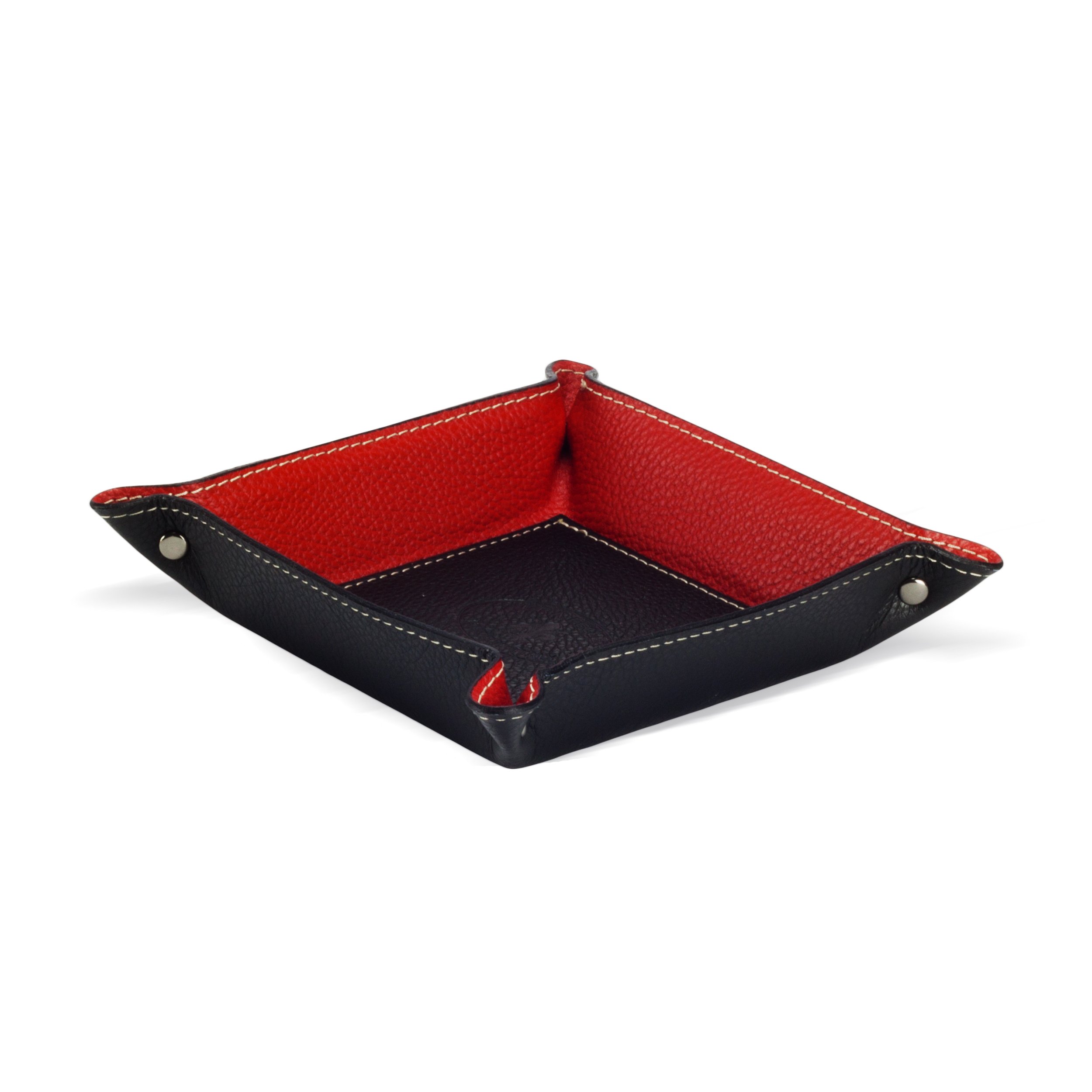Belcraft Luni Plateau Bien rangé en Cuir de Fabrication Artisanale Italienne, Vide Poches, Cadeau, Noir (19x19 cm)