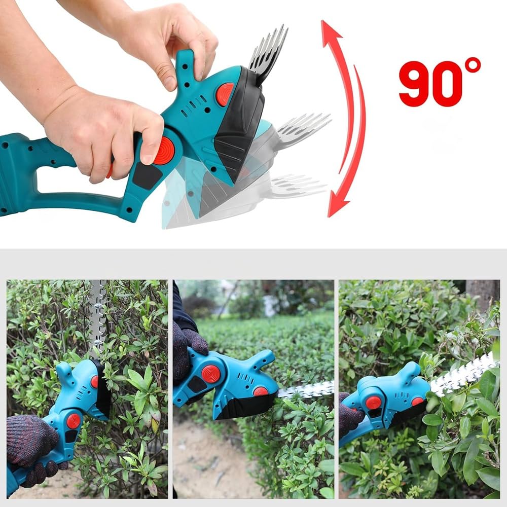 Tagliasiepi con 2 Batterie 48V 2 in 1 Cesoie da Giardino Senza Fili Lama per Erba e Tagliasiepi Potatura Giardino