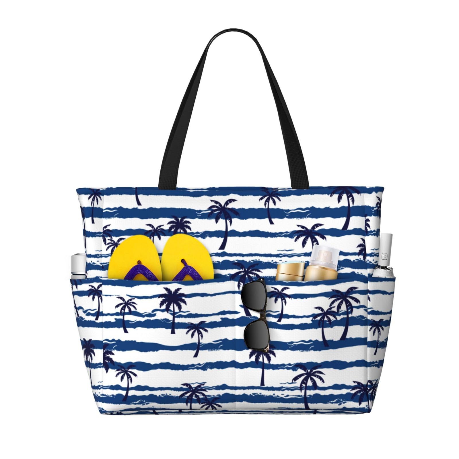 Owlfder Large Beach Bag for Women Waterproof Foldable Travel Shoulder Tote Bag with Pocket for Weekender Pool Vacation