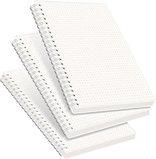 Bullet Dotted Journal Notebook, 3-Pack, 160 Pages per Pack, A5 Medium Size (5.7'' × 8.3''), 100 GSM Thick Paper, Spiral-bound, Flexible Plastic Cover, for Bullet Journaling, Planning