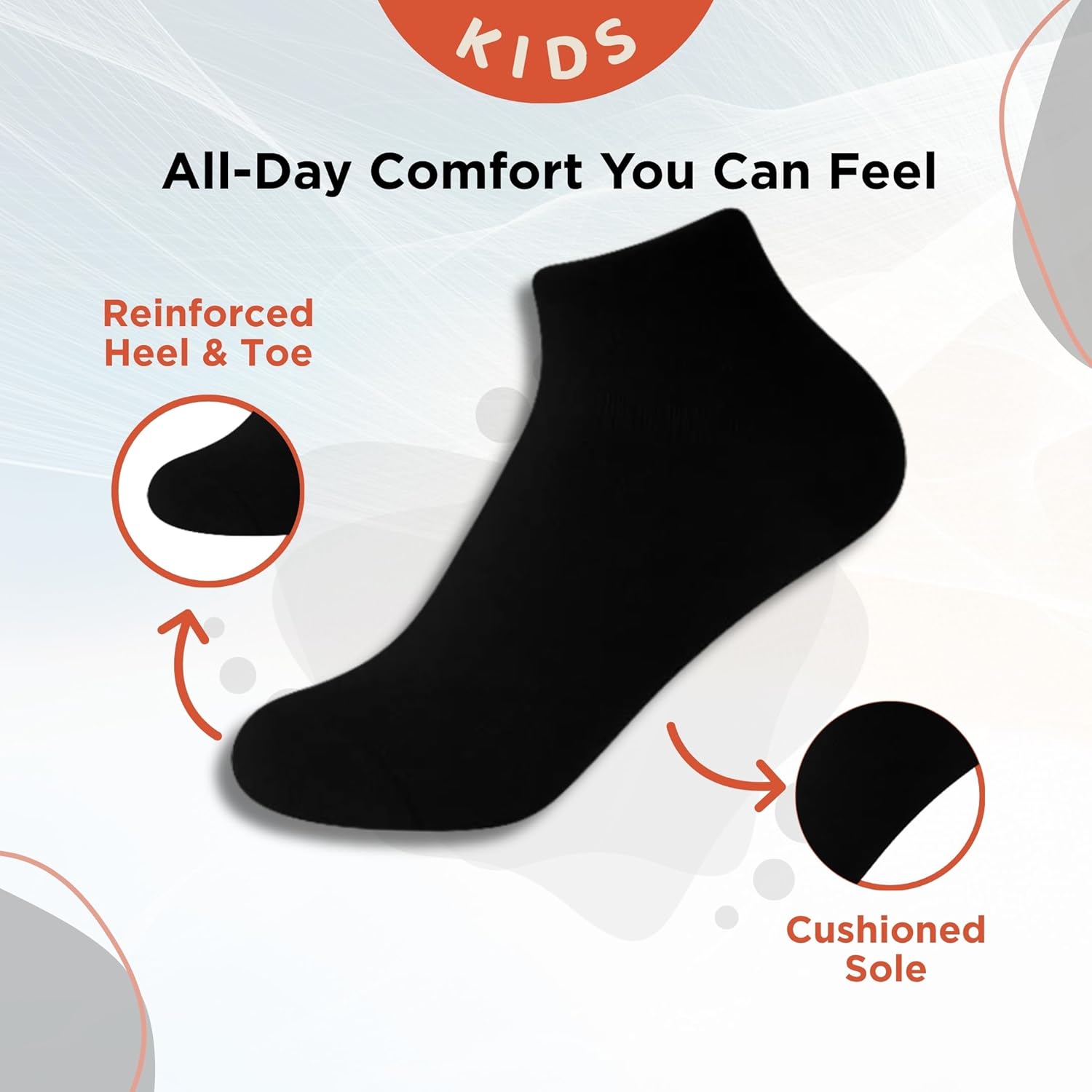 Kids' Ankle Socks for Boys and Girls – Soft Cushioned Athletic Socks 6 + 1 Bonus Pack (Ages 2–12years)