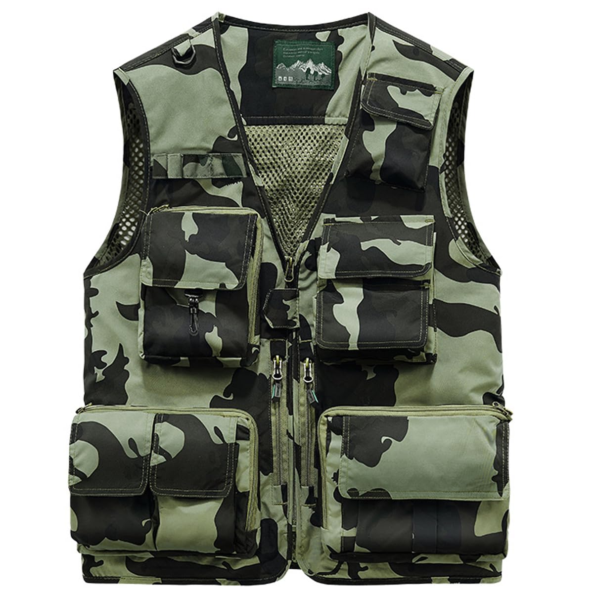 Hwalleum Men's Outdoor Casual Vest, Mens Summer Lightweight Multi-Pocket Camouflage Fishing Gilet Multifunction Outdoor Camo Vests For Camping Hunting Work Photography Hiking Travel