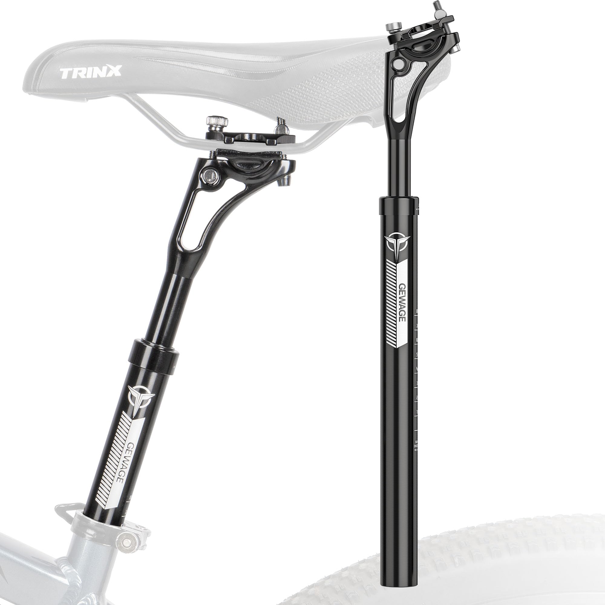 GEWAGE Gefederte Sattelstütze – Aluminium Federsattelstütze, einstellbare Federung, Stoßdämpfend, Kompatibel mit 27.2/30.9/31.6 mm Durchmesser, 400 mm Länge – ideal für MTB und Trekking