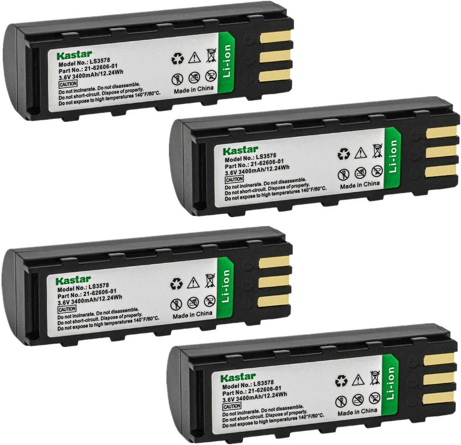 Kastar 4-Pack Battery Replacement for Symbol DS3478 Symbol DSS3478 Symbol LS3478 Symbol LS3478ER Symbol LS3578 Symbol XS3478 Symbol NGIS Zebra MT2000 Zebra MT2070 Zebra MT2090 Honeywel 8800 Scanner