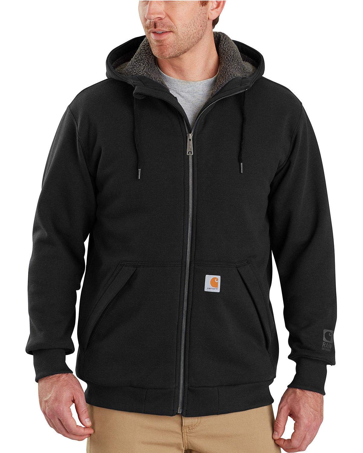 Carhartt Men's Sherpa-lined Midweight Full-zip Hooded Sweatshirt, Black, L UK
