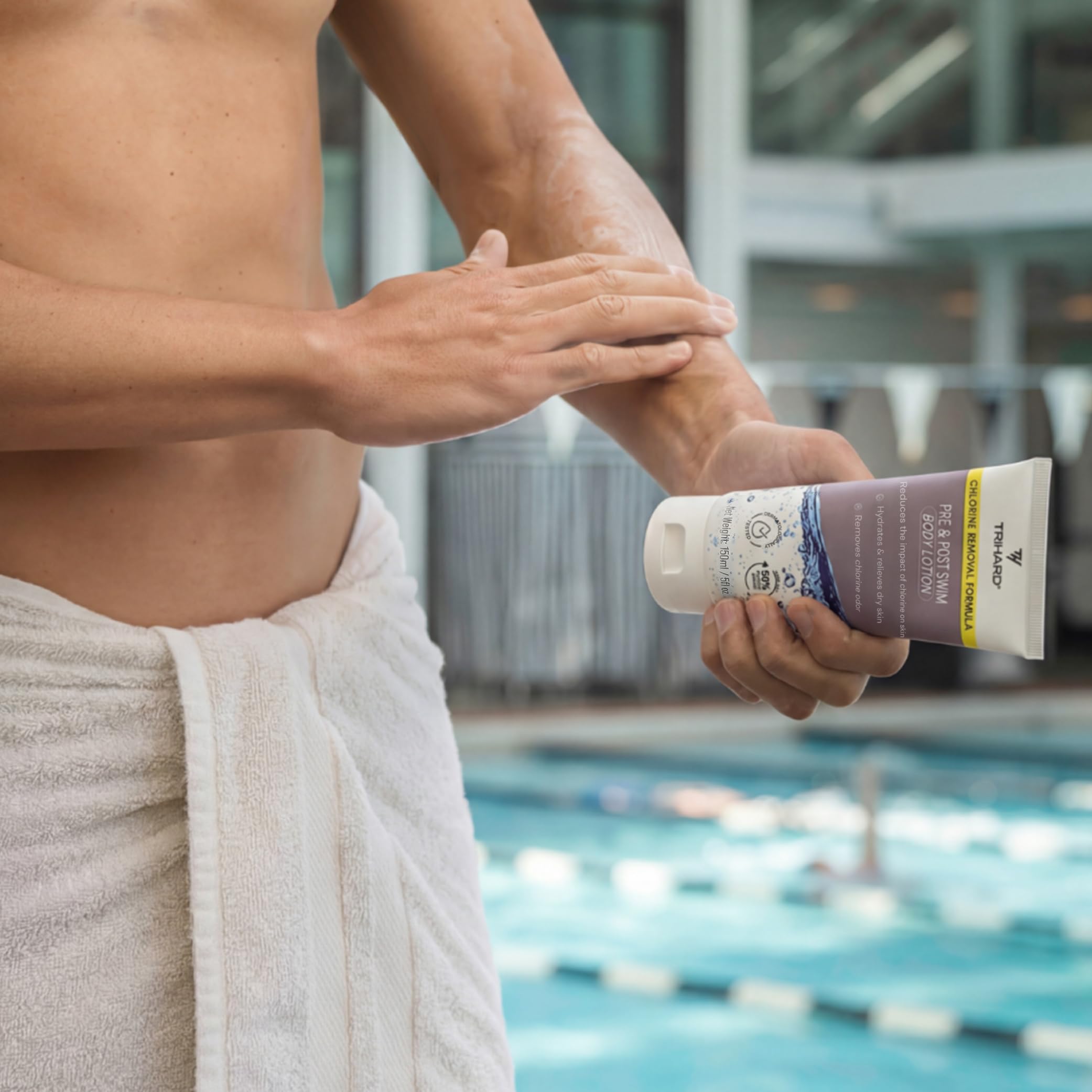 TRIHARD Advanced Swimmer's Lotion | Pre-Swim Skin Shield | Post-Swim Chlorine Moisturizing & Chlorine Removal | Olympian's Choice