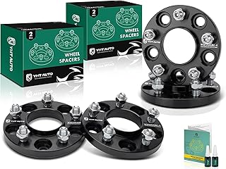 YHTAUTO 5x4.5 inch Hub Centric Wheel Spacers 15mm Fits Explorer 2020-2023, Mustang 2015-2023, Aviator 2020-2023, GT 2017-2020 5x114.3mm 5 Lug Tire Spacers w/ M14x1.5 Studs, 70.5mm Hub Bore 4PCS Black