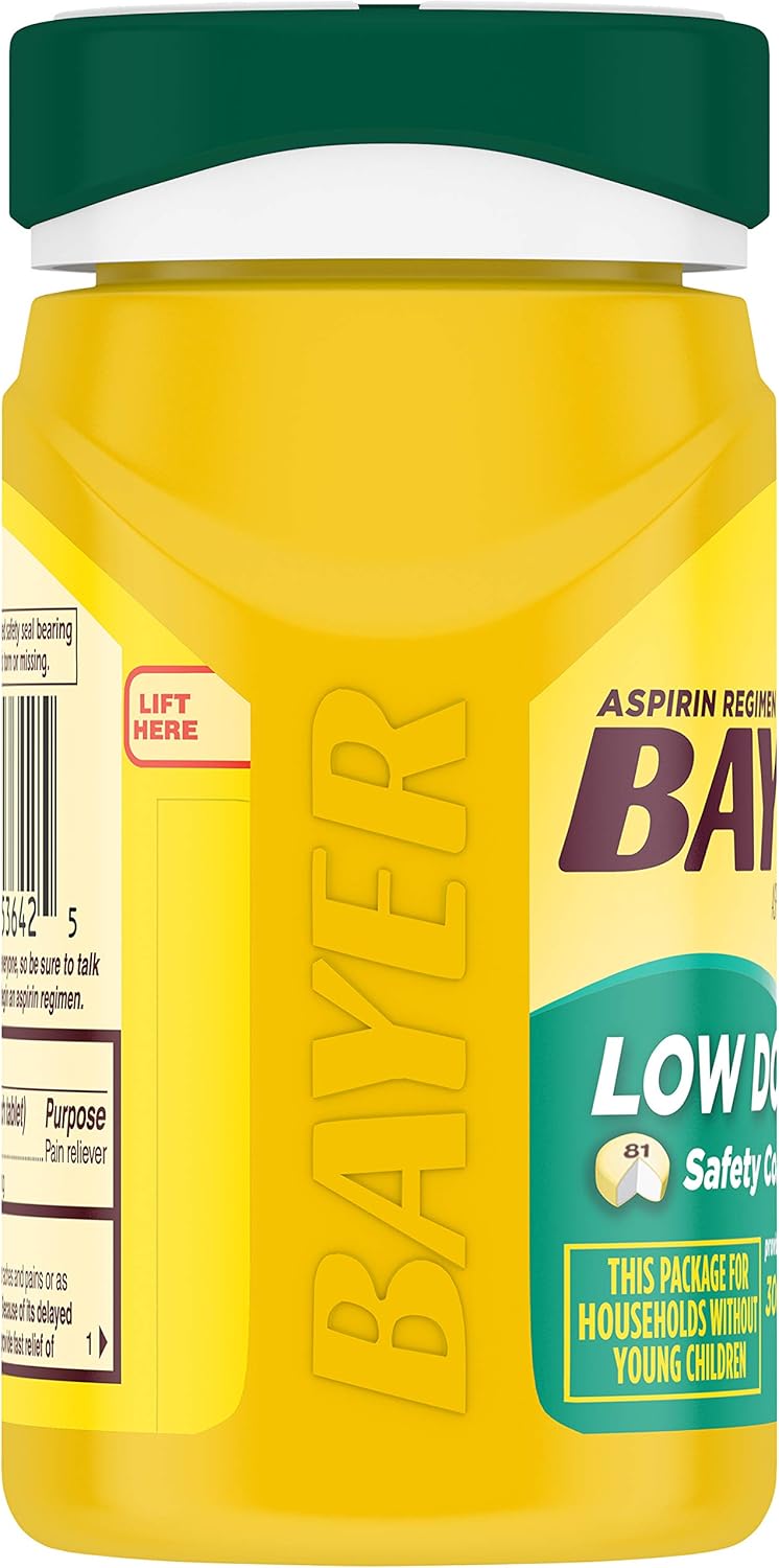 Aspirin Regimen Bayer 81mg Enteric Coated Tablets, #1 Doctor Recommended Aspirin Brand, Pain Reliever,300 Count : Health & Household