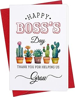 FLYAB Boss Day Card for Boss Women Men Happy Boss's Day Gift Card for Boss from Employee National Boss's Day Card with Envelope Christmas Birthday Thank You Card for Boss Manager Male Female