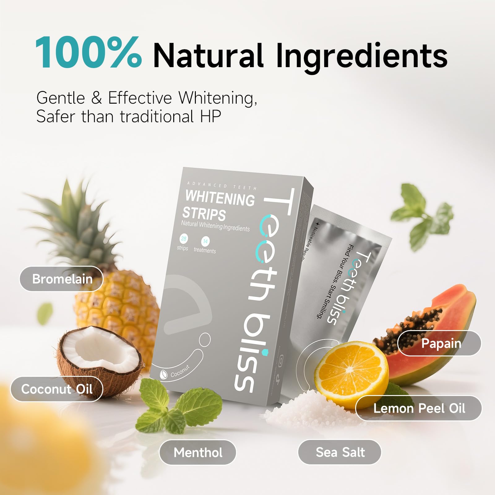 Tiras Blanqueadoras Dientes Blanqueador Dental: TeethBliss 14 Tratamientos Tiras Blanqueadoras Baja Sensibilidad, blanqueamiento en Casa para Bodas, Citas y trabajar para Bebedores Café, gris