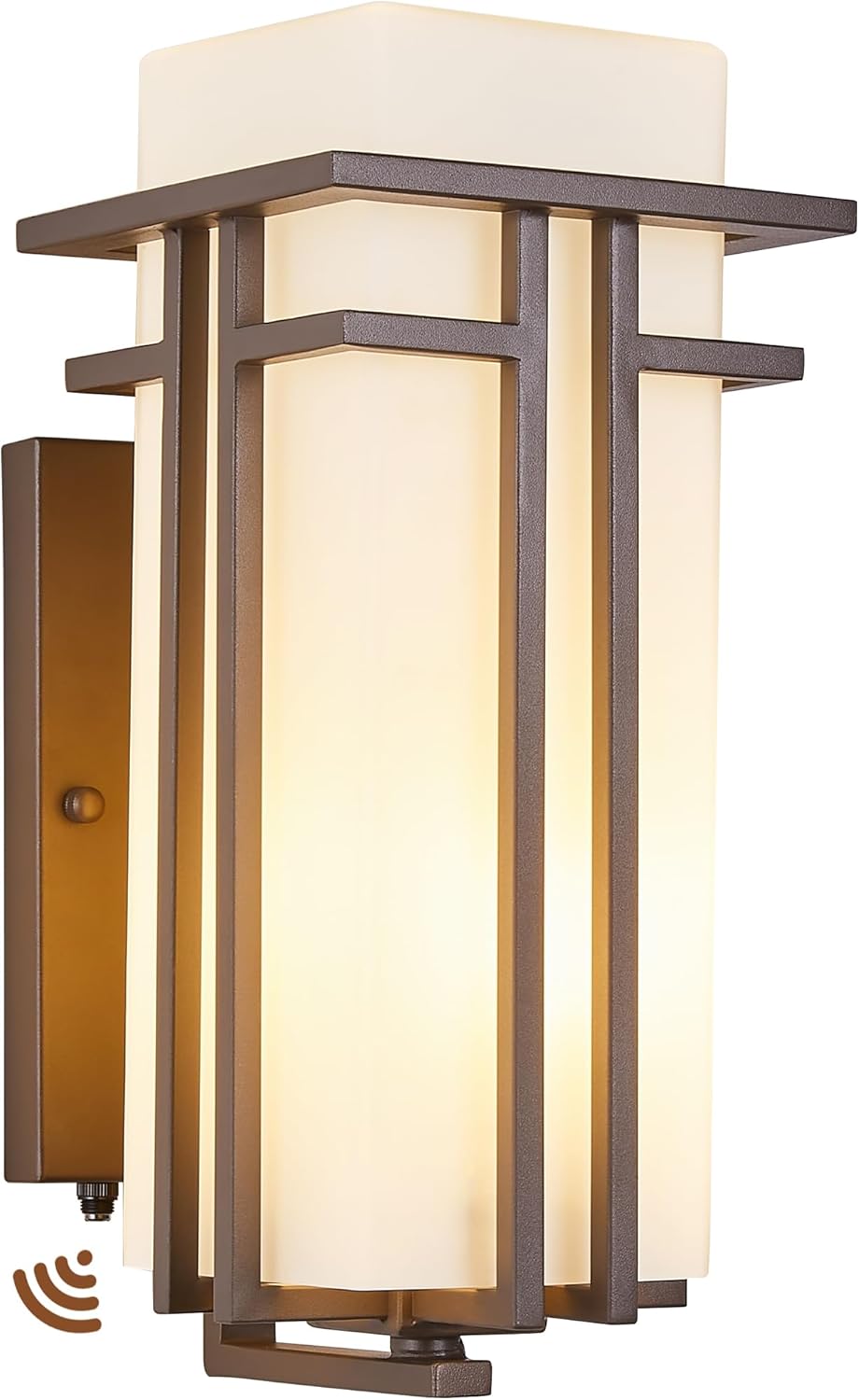 (Incomplete) 15.35\"H Matte Brown Outdoor Wall Light Large Outdoor Wall Lantern Oil Rubbed Bronze Exterior Light Fixture Waterproof Metal with Frosted Glass Sconce Light for Porch Garage Front Door, Brown (Large)