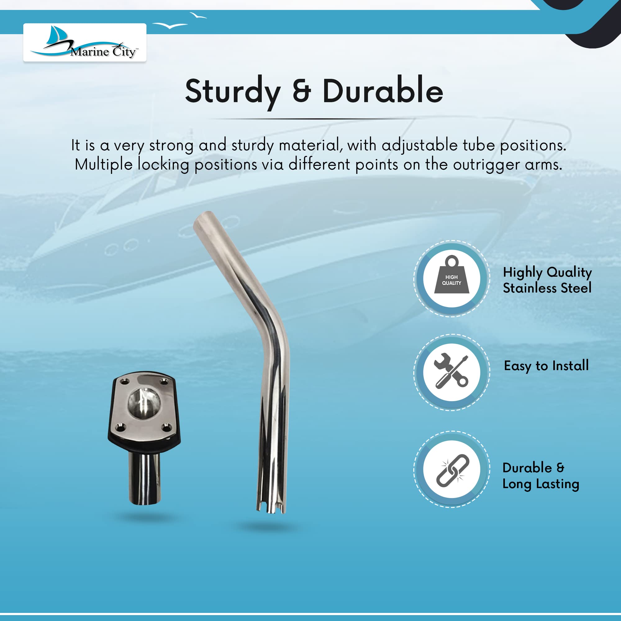 Pince à Poissons Marine City – Acier Inox Et Nylon – Support Pour Bateau – Neuve