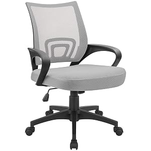 Devoko Office Chair Ergonomic Computer Desk Chair Mid Back Swivel Rolling Chair with Height Adjustable Lumbar Support Mesh