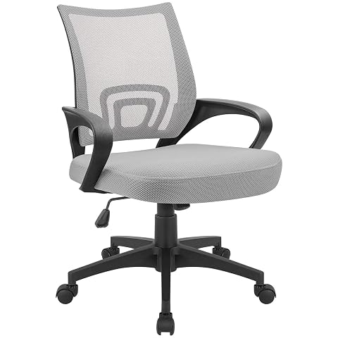 Devoko Office Chair Ergonomic Computer Desk Chair Mid Back Swivel Rolling Chair with Height Adjustable Lumbar Support Mesh