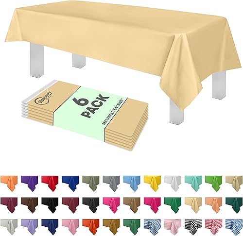 Miniatura 7 de Paquete de 6 manteles de plástico desechables de calidad prémium para fiestas, 54 x 108 pulgadas, color transparente ahumado Grandipity - Mantel