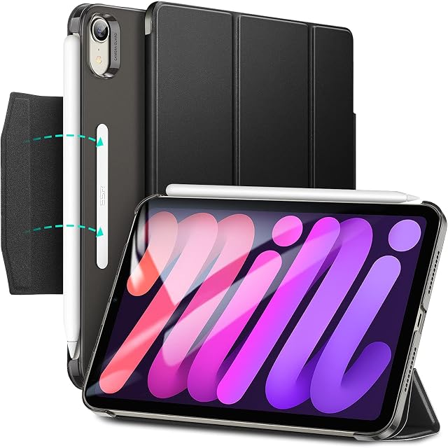 ESR iPad mini 6 Case (8.3 inch, 2021), Smart Case with Trifold Stand, Magnetic Clasp, Auto Sleep/Wake, Slim Lightweight Case for iPad mini 6th Generation, Ascend Series, Black