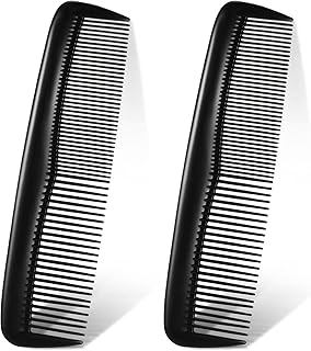 2 Pieces Pocket Plastic Hair Combs Black Hair Combs Fine and Standard Tooth Hair Cutting Comb Fine Dressing Comb Hairdressing Styling Combs for Women Men Hairdressing Barber Salon Hair Care Tool
