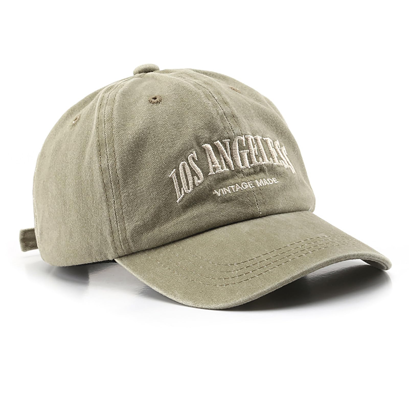 Los Angeless Hat Distressed Vintage Embroidered Baseball Cap for Men and Women, Khaki, M-L