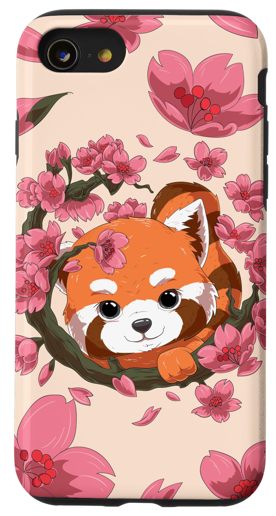 Cute Red Panda and Japanese Sakura Cherry Blossom Case for iPhone SE (2020) / 7 / 8