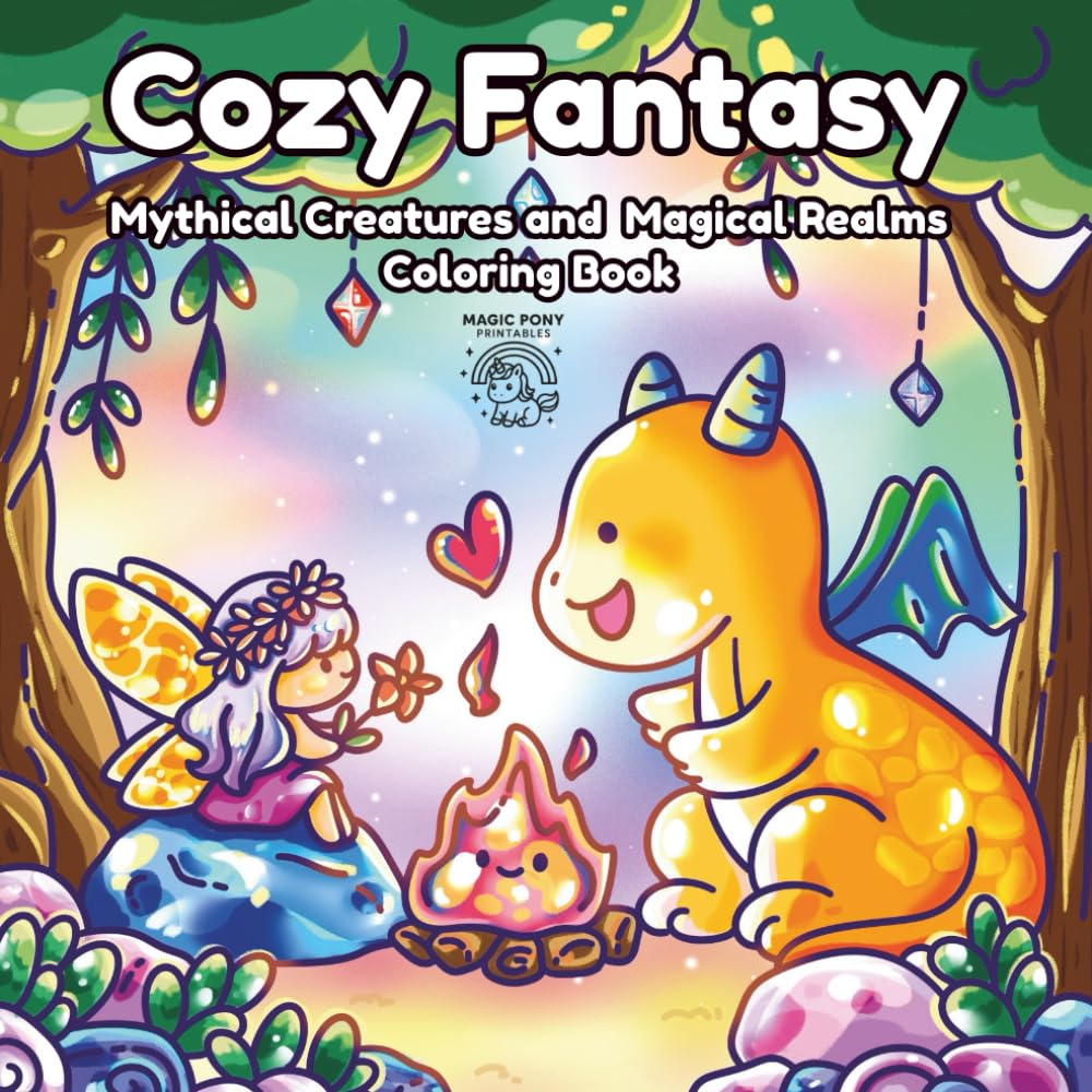 Cozy Fantasy: Mythical Creatures and Magical Realms Hand-drawn Coloring Book. A cute and Cozy Coloring Book for Adults and Teens Featuring Whimsical ... Stress Relief. (Cozy Fantasy Coloring Books)