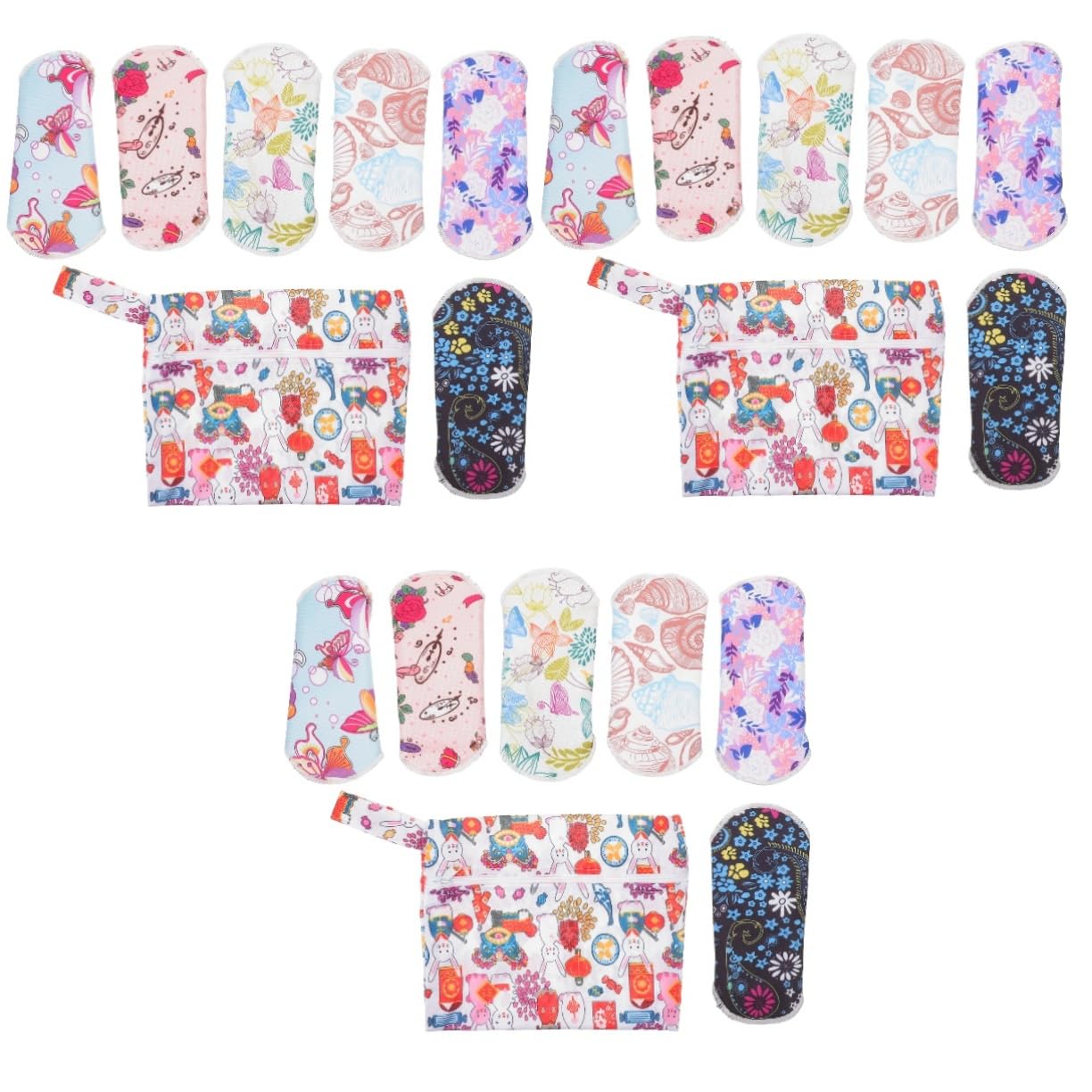 GLEAVI 3 Sets Menstruationspads Komfortable Touch Wiederverwendbare Pad Stilleinlage Attraktives Design Slipeinlage