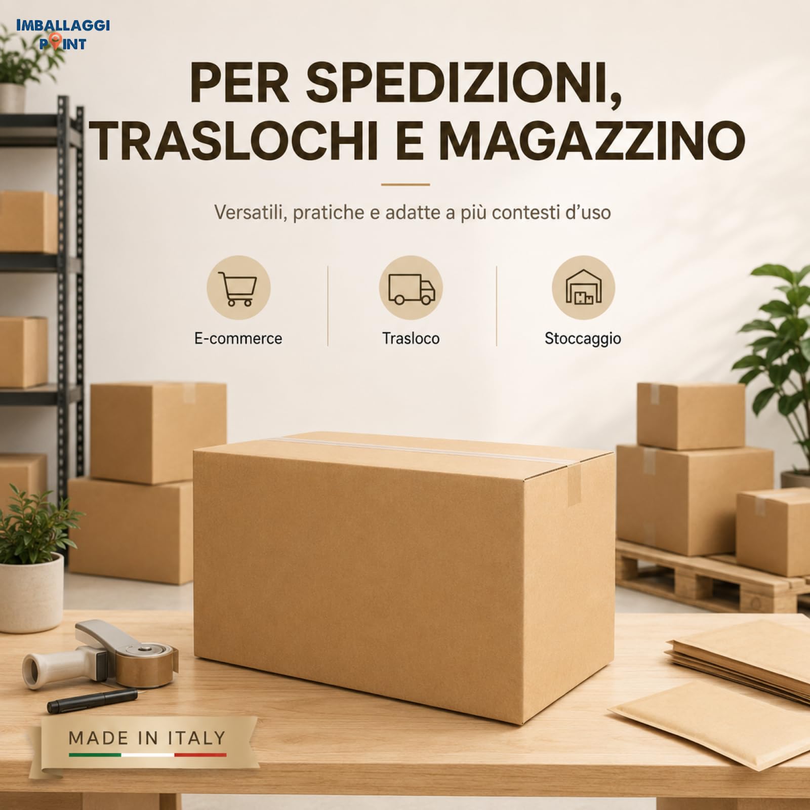 Imballaggi Point - Kartonagen in Havanna - eine Welle - 60 x 40 x 25 cm - Versandkartons für Versand und Umzug - schützend, robust und langlebig - Set mit 20 Stück