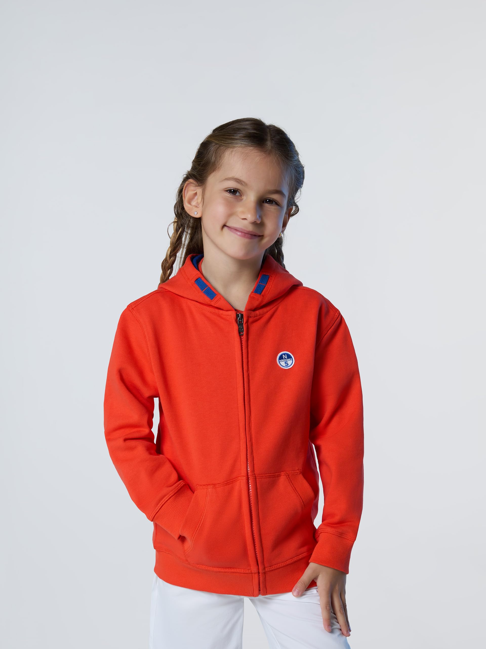 NORTH SAILS Felpa Hoodie Bambino in Cotone Bio con Zip e Logo sul Petto