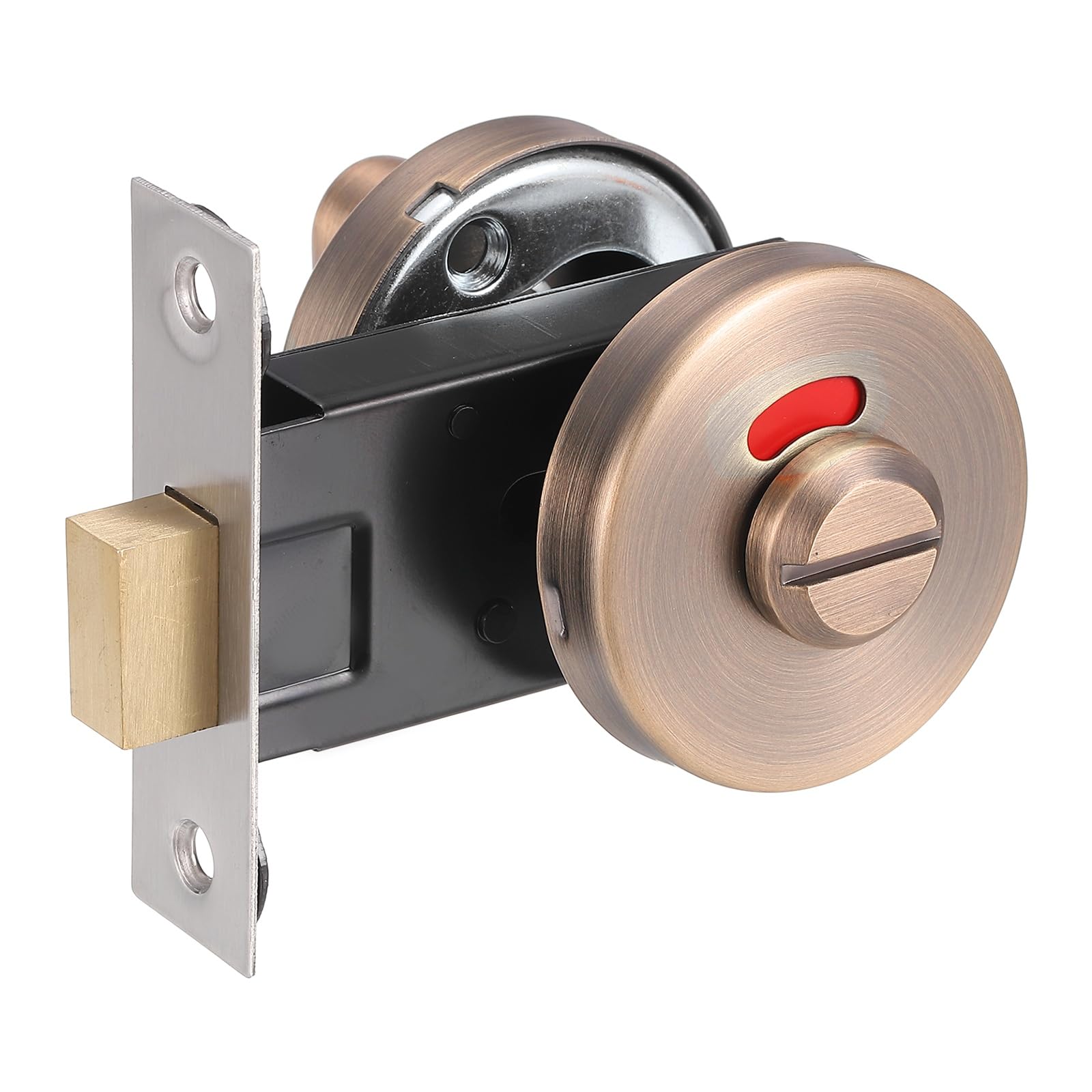 PATIKIL Vacant Occupied Bathroom Lock Deadbolt, (2 Inch, Vintage Red) (1 Set), Non-Key Deadbolt Lock Rotation Indicator Door Latch, Suit for - Showers/Public Restroom/Fitting Room