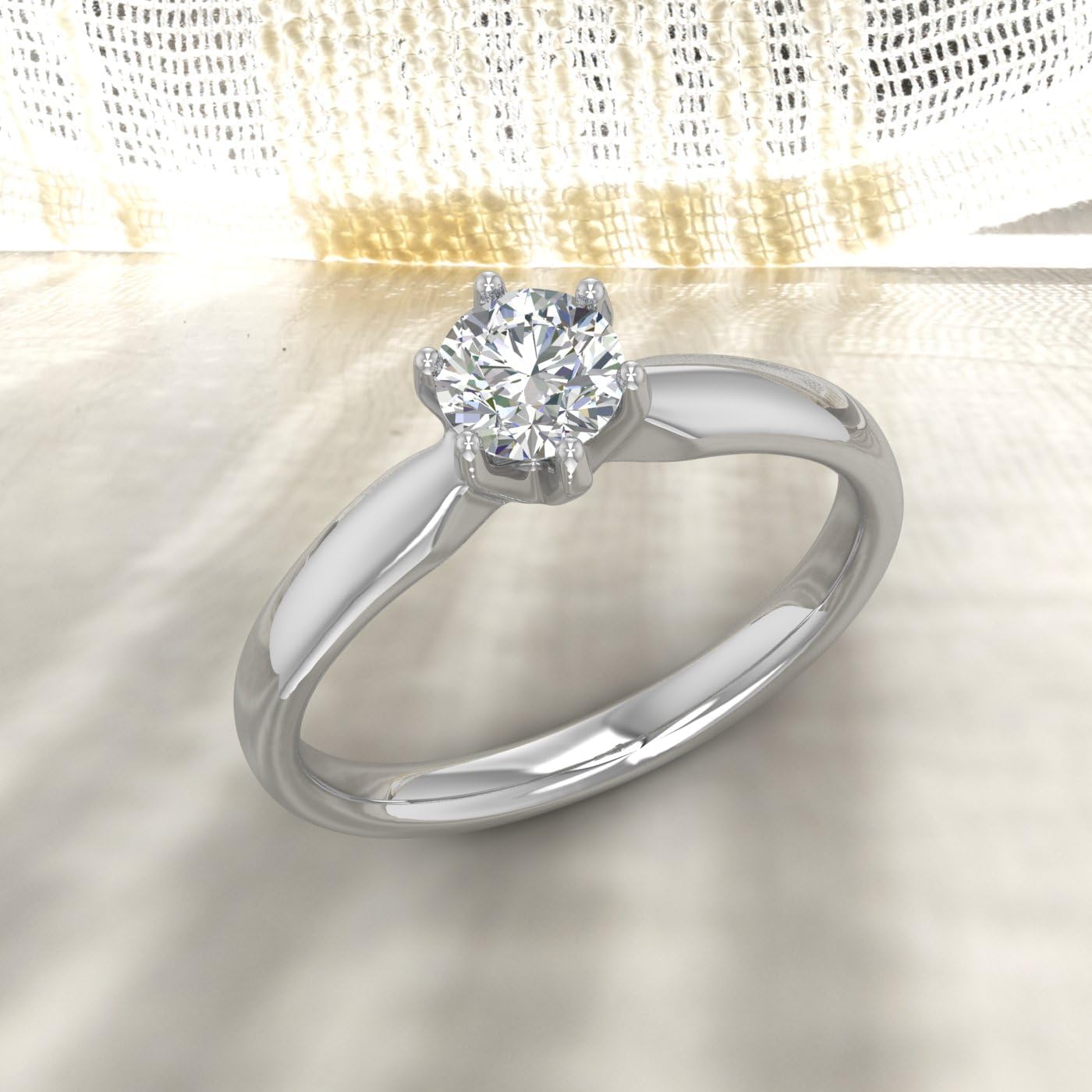 1/2 Carat 6-Prong Set Diamond Solitaire Engagement Ring in 14K Gold