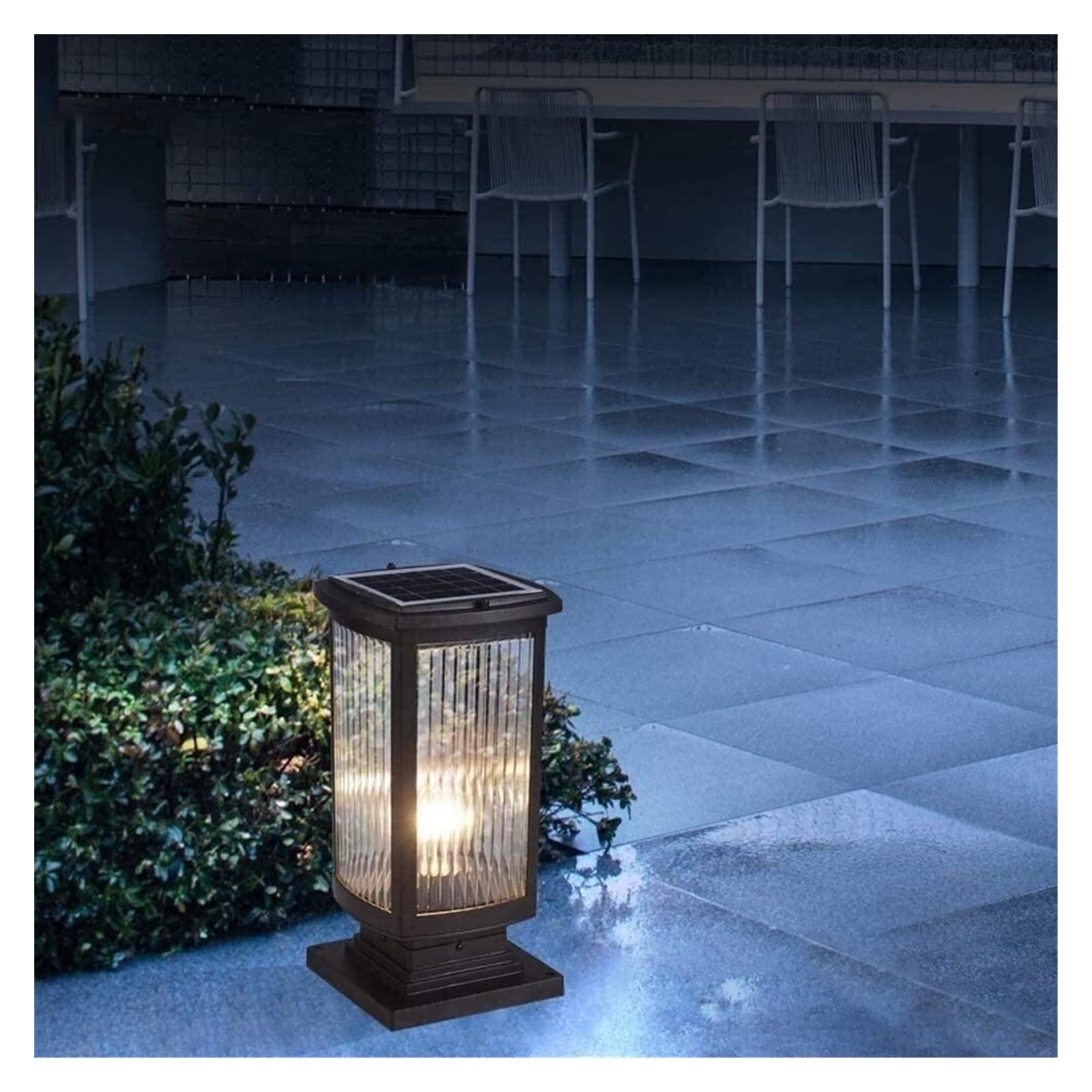Lampada da cortile Lampada da pilastro solare in vetro pressofuso Impermeabile IP54 Lampada da palo a palo solare a LED Recinzione esterna Villa Giardino Lanterna a palo retrò Cortile Illuminazione a