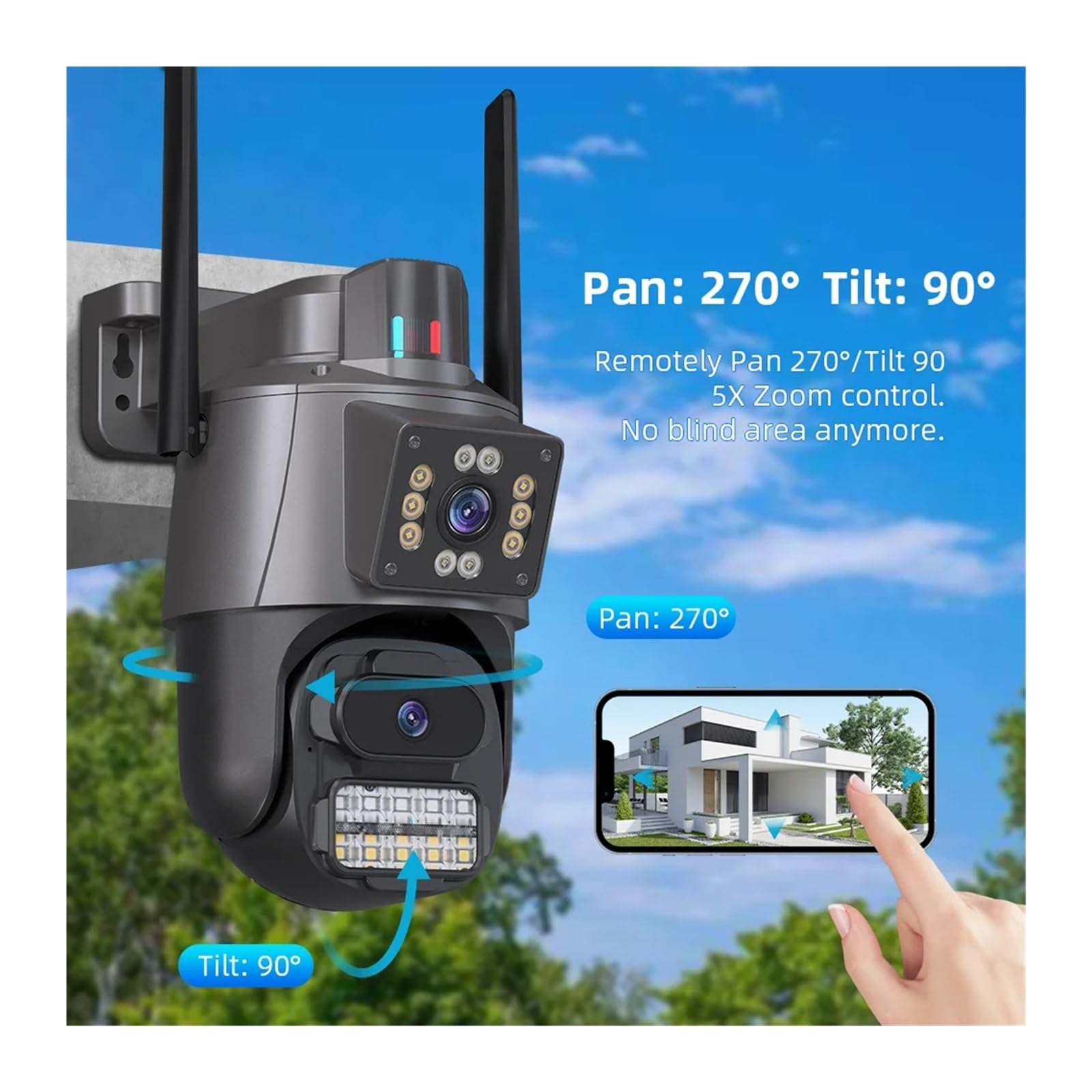 Telecamera PTZ WiFi 4K con doppio obiettivo automatico