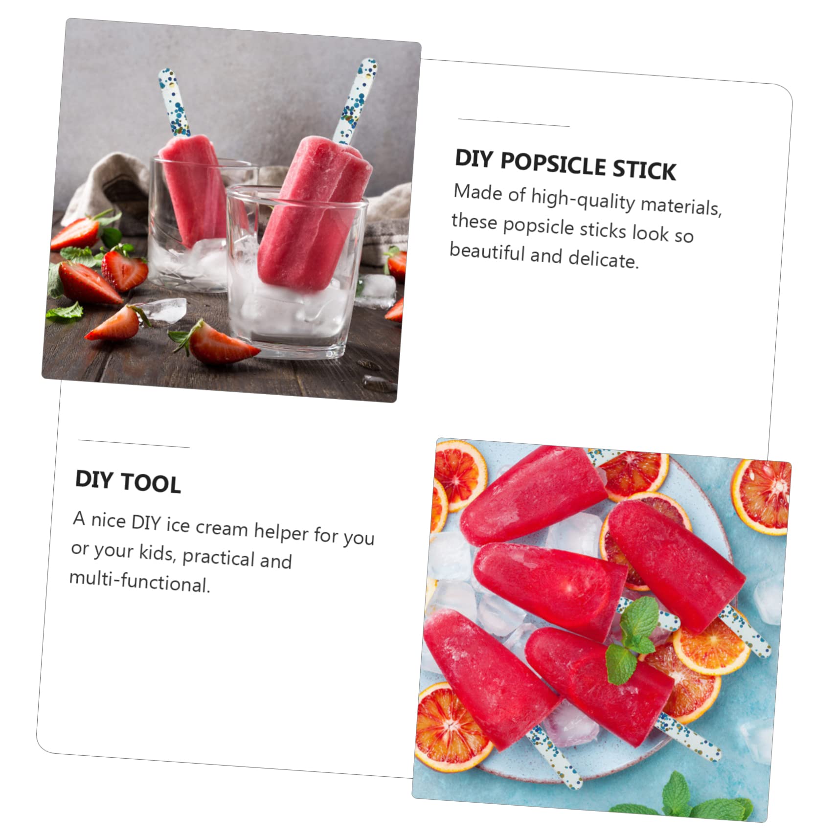 LAPYAPPE 50pcs DIY Acrylic Popsicle Sticks Ice Cream Craft Supplies for Creative Desserts Smooth Finish for Easy Use and Cleaning for Homemade Treats