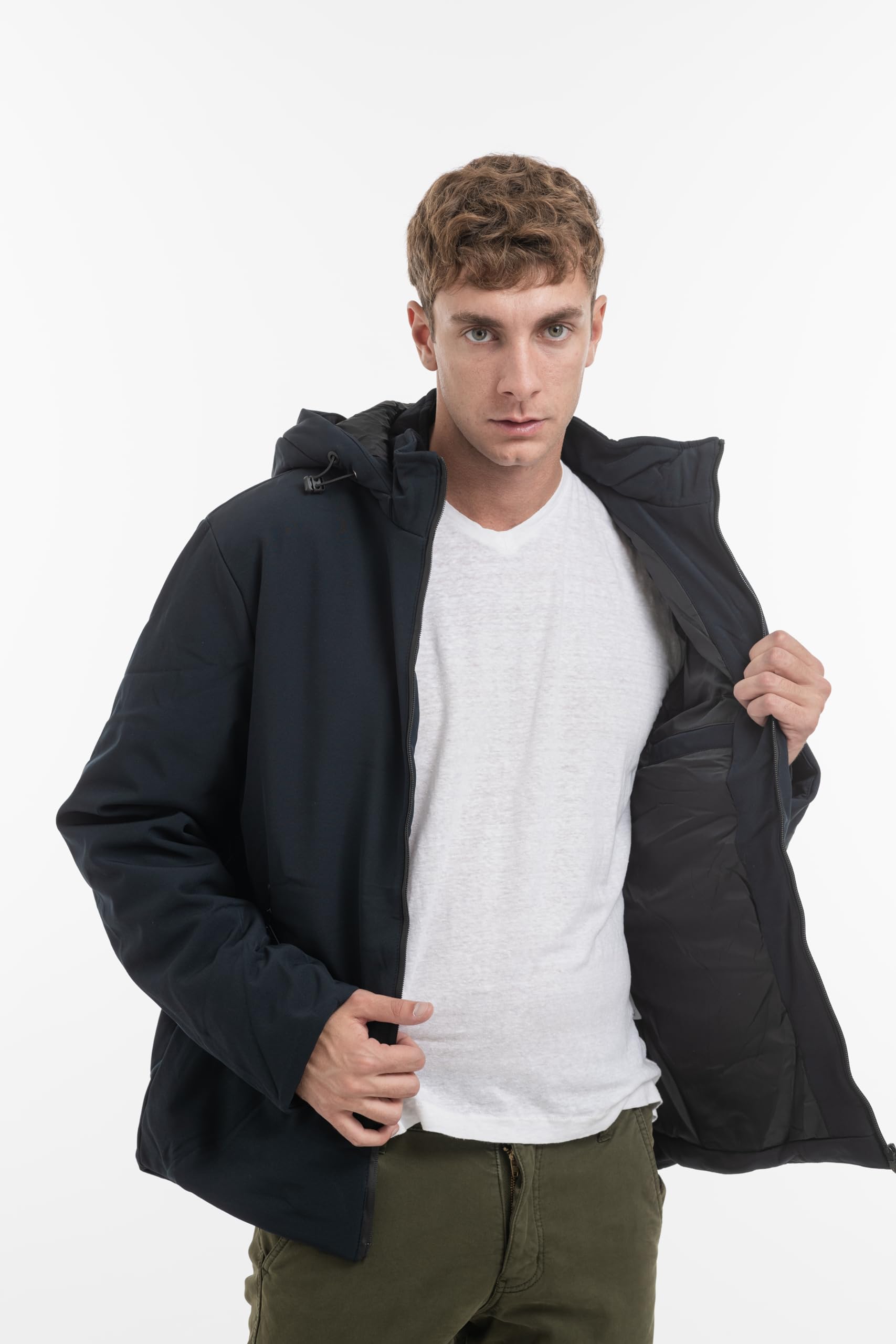 TONY BACKER Giacca Jacket Uomo Invernale Softshell Impermeabile Antivento con Cappuccio Giacca Calda Giubbotto Uomo Trekking Casual 3351