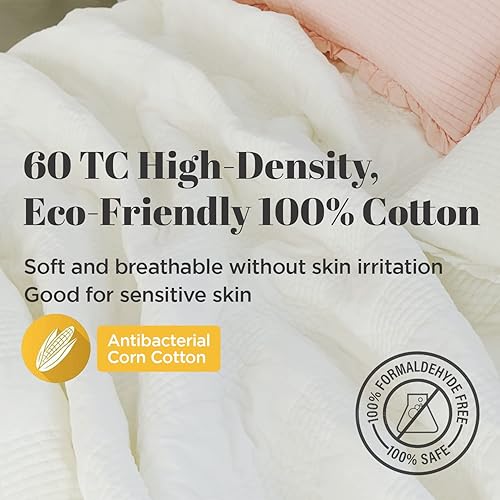 Miniatura 3 de Colcha de Cama con Estampado 100% Algodón, Manta  Tamaño FullDoble 79 x 91"  Mantas Acolchadas Suaves y Transpirables Lavadas con Pigmento para Sofá