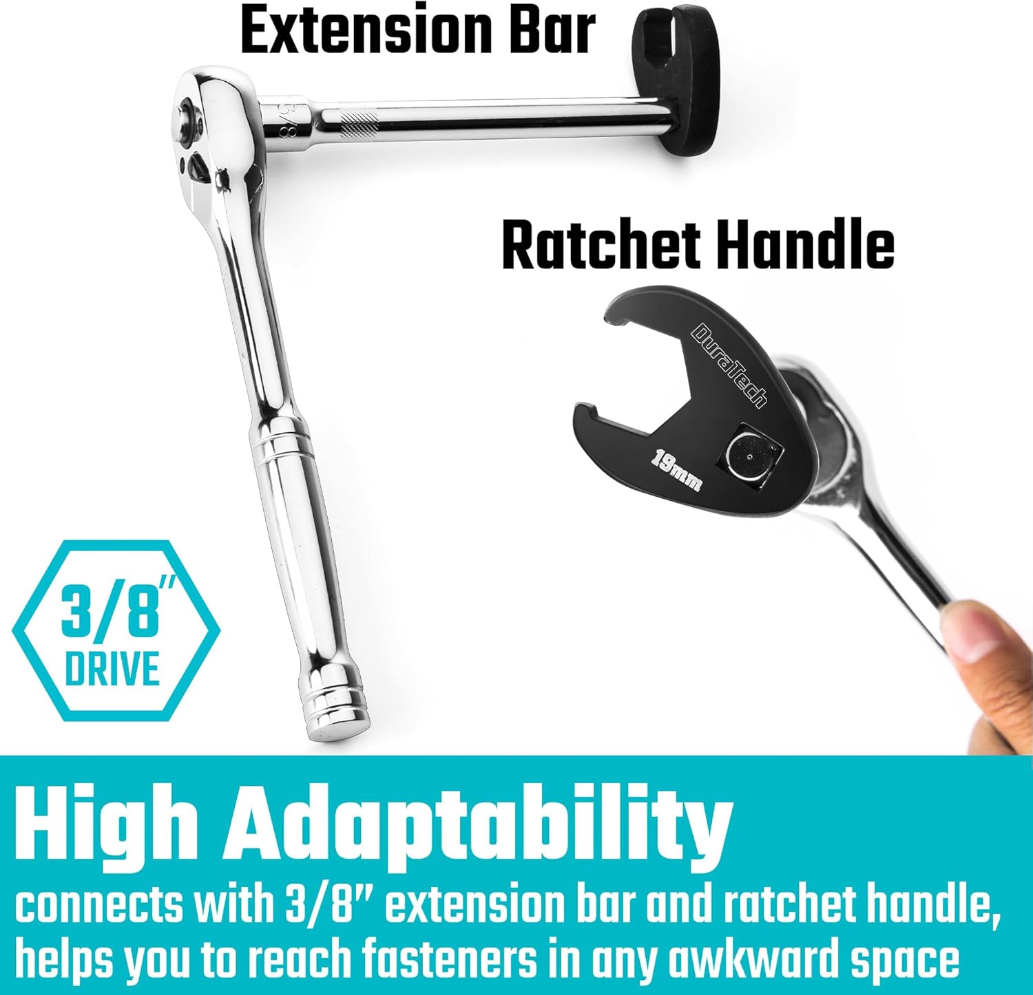 DURATECH 9-Piece Metric Offset Box Wrench Set&10-Piece Metric 3/8" Drive Crowfoot Wrench Set
