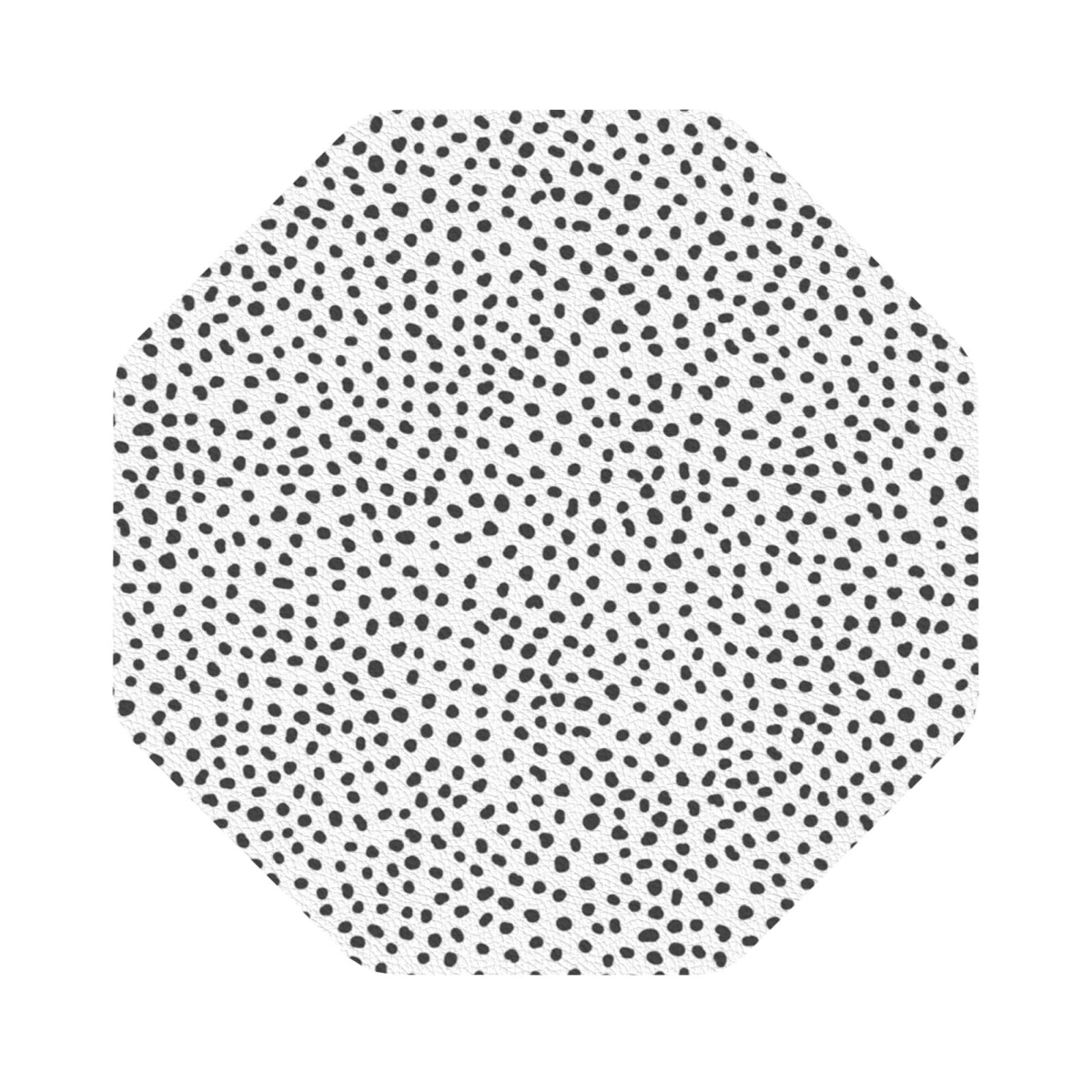 Black And White Dot PU Leather Coasters Set of 6 Octagon Drink Coasters