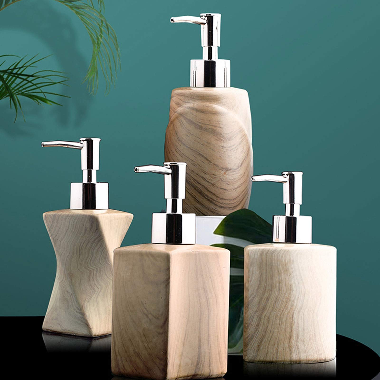 Dispenser di Sapone Liquido per Doccia, da appoggio, per Bagno, Cucina o Ufficio. Dispenser di Sapone Liquido con erogatore in Acciaio Inox. Bello e Pratico (Ceramica). Lozione (Colore: C)