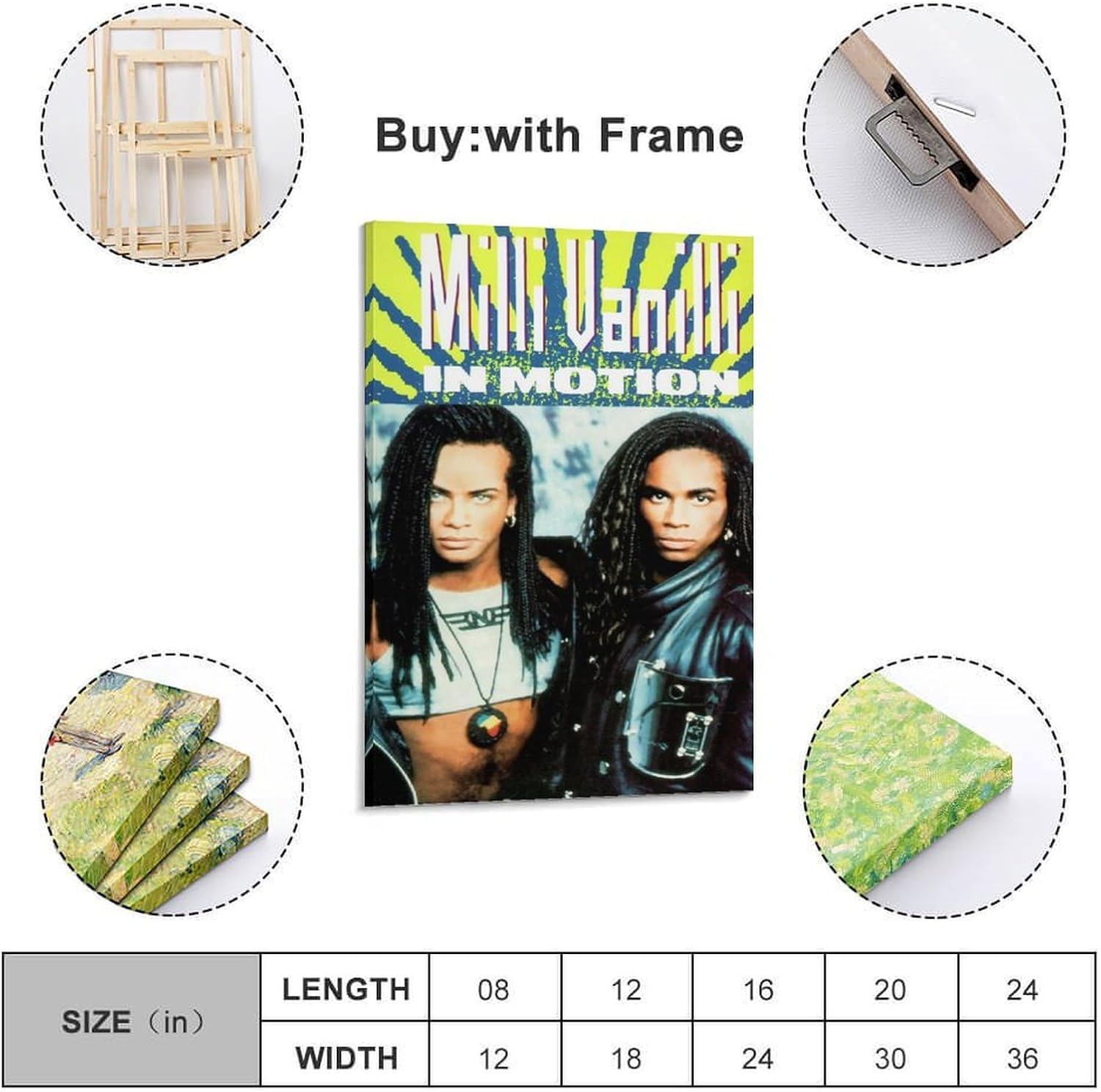 Milli Vanilli Posters Rapper Music Signed Limited Posters Album Cover Prints Posters Canvas Wall Art Room Aesthetic Posters Music Classroom Bedroom Wall Decor Art 24x36inch(60x90cm) Frame-style 3 713PbaTCszL. AC SL1500