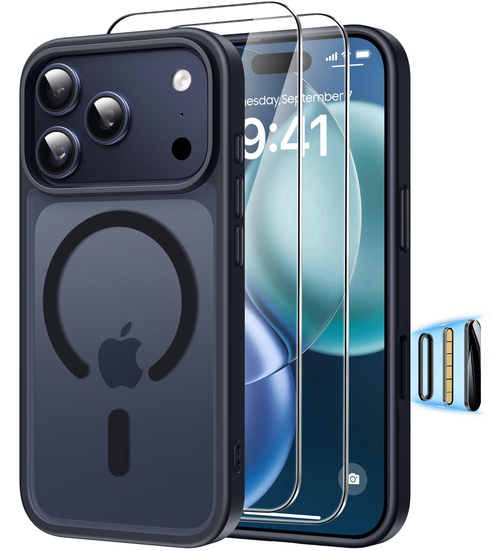 Magnética Funda para iPhone 17 Pro Compatible MagSafe con 2 Cristal Templado, Control de Cámara, Protección Carcasa Antigolpes Anti-Amarillo Tapa Case iPhone 17 Pro, Transparente — view 38