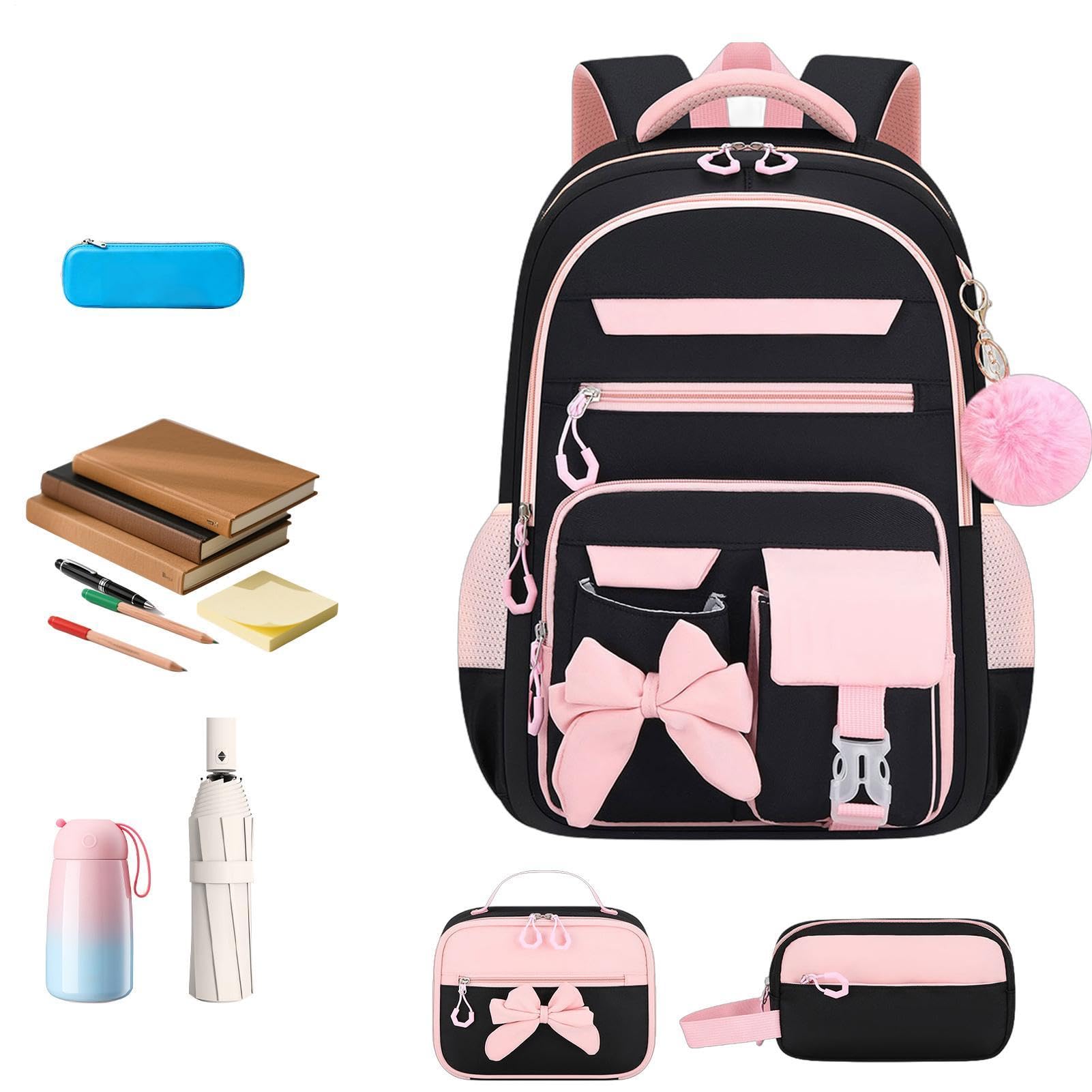 Zaini scolastici per ragazze Zaino Scolastico Antifurto Con Borsa Pranzo E | Borsa per libri scolastica per Scuola 'Infanzia, Studenti e Medie, Bambini, Ragazzi, Ragazze e Adolescenti