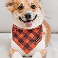 Vista 4 de Bandana para Perro Otoño Pequeño-Naranja Marrón Bufanda para Perro Estampado Buffalo Plaid Babero Ajustable Pañuelo Accesorios para Perros Pequeños