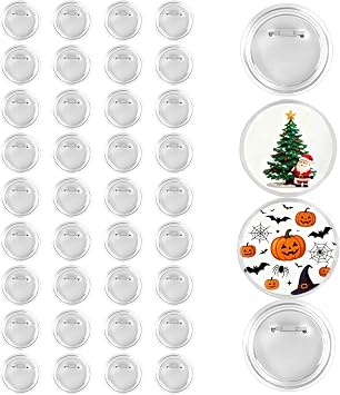 HAKZEON 40 Pack 3 Inch Acrylic Clear Button with Pins, DIY Custom Button Badges, Blank Photo Buttons for DIY Crafts