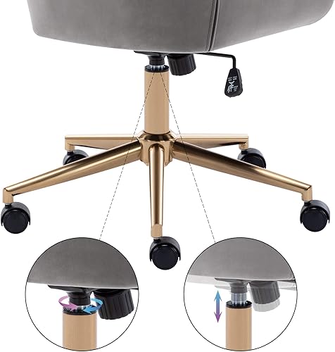 Miniatura 5 de Duhome - Silla de oficina en casa, silla de escritorio de computadora, silla de tareas, silla tapizada de terciopelo, altura ajustable, cómoda,